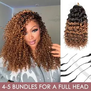 LWIGS T#1B/30 & T#2/4/27 & T#2/99J Ombre Color Crochet Human Hair Extensions Pre-Separated Deep Wave Feather Crochet Human Hair Bundles #SpringStatements