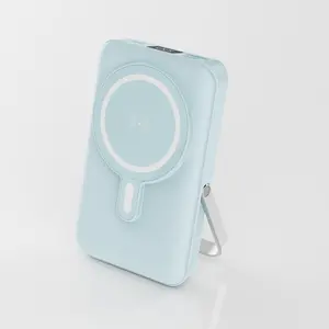 10000mAh Magnetic Power Bank,  Foldable Wireless Portable Charger with USB-C Cable LED Display,  for iPhone for Mag-Safe Fast Charging Phone Charger Travel Essential Outdoor Power Supply Blue Compact