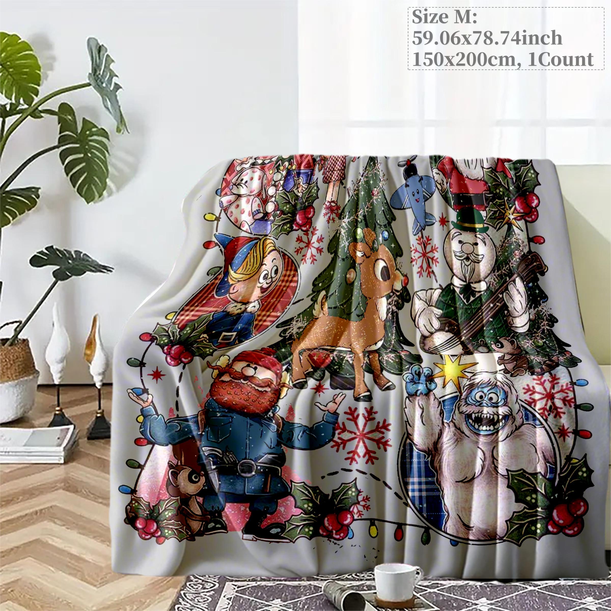 Rudolph the Red - Nosed Reindeer Christmas - Themed Blanket| Sofa Binging Throw, AC Home Blanket, Outdoor Picnic Vibe For Christmas party decor, winter family movie nights, New Year gathering decor Ideal for Christmas, New Year's Day, New Year