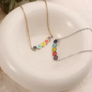 Necklace with Colorful Beads and Gold/Silver Chain Options for Stylish Everyday Wear