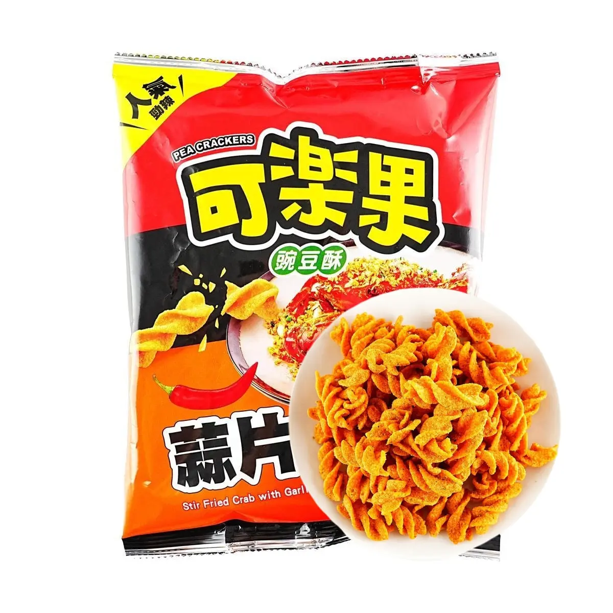 LIANHWA Taiwan Kuai Ke Le Pea Crisps - Garlic & Crab Flavor Snack 88g