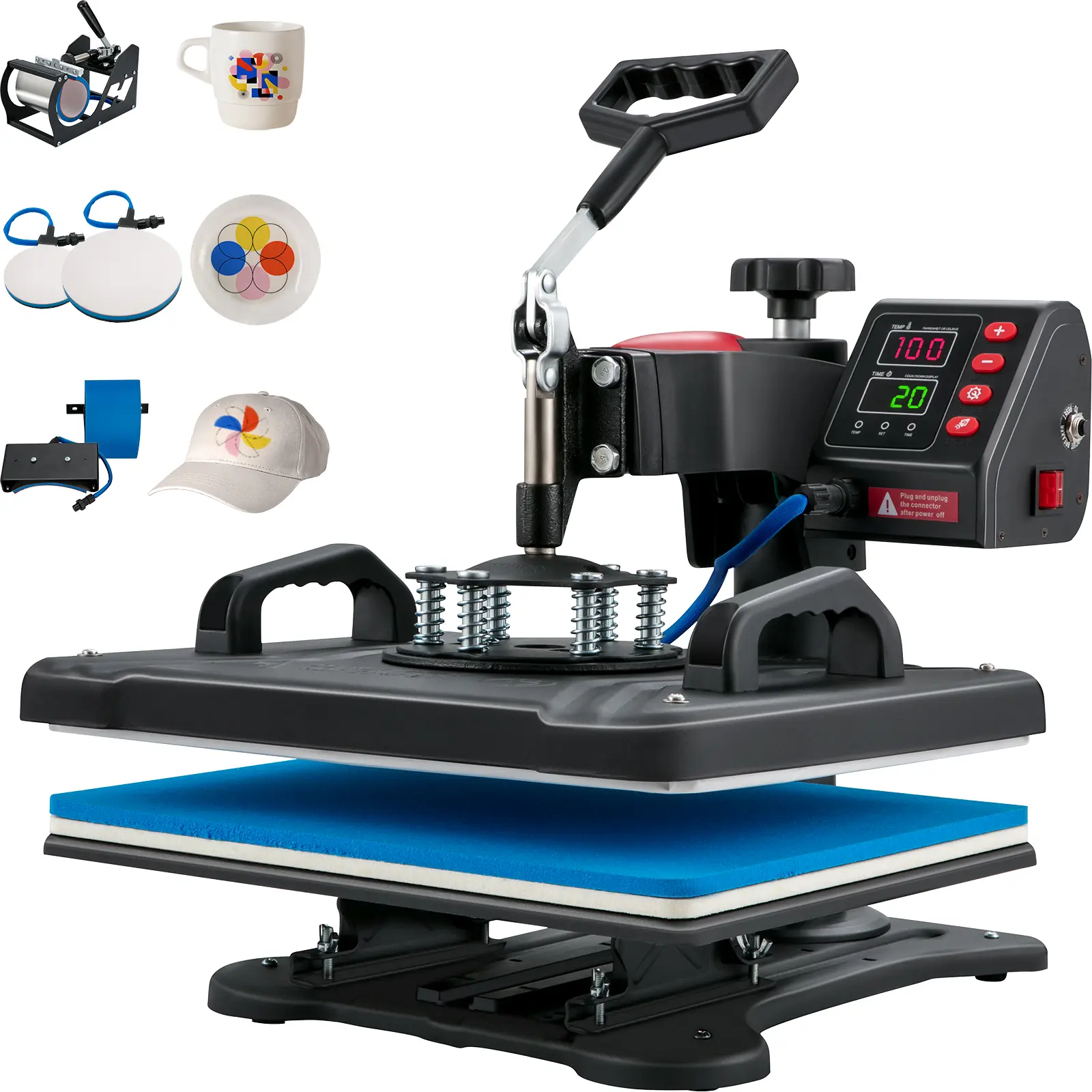 【Summerfinds】VEVOR Heat Press 5 in 1 Heat Press 12x15 Machine MachineDigital Precise Temperature ControlClamshell Sublimation Transfer Printer Fast Heat-upVinyl Heat Press for Mug Cup T-Shirt Plate900W