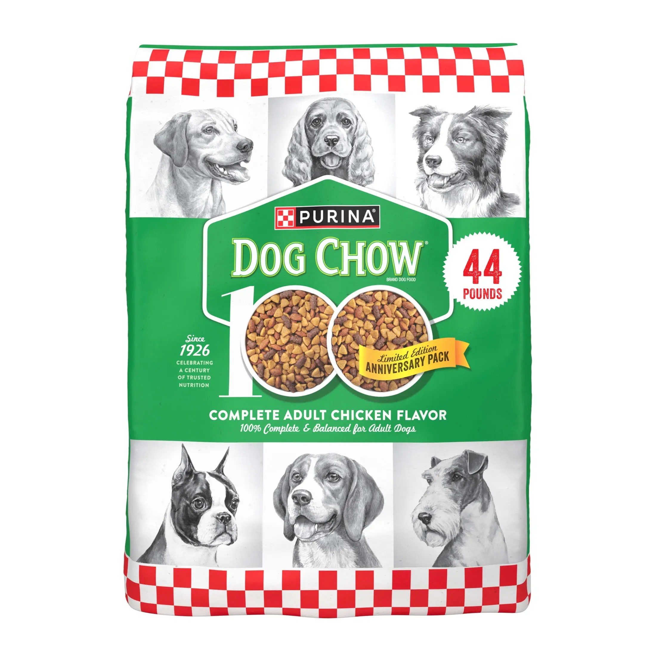 Purina Dog Chow Complete Dry Food - High-Protein, Real Chicken Formula for Adult Dogs, 44 lb Bag