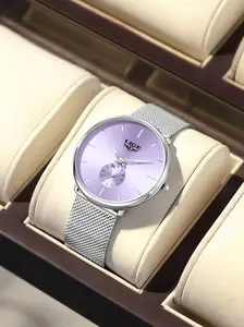 Women's Quartz Watch, Modern Fashionable Wristwatch, Elegant Design, Waterproof 3atm, Round Alloy Case with Milan Strap, Round Dial Watch, Perfect Gift for Valentine's Day & Christmas