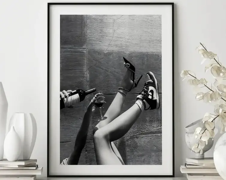 Woman Drinking Wine Elegant Urban Poster, Alcohol Wall Art