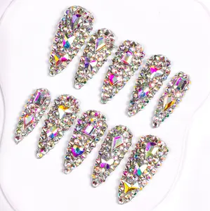 Lovful | Stiletto Classic Regular Length 1.3'' Timeless Handmade Acrylic Press On Nails | 10PCS Reusable, Salon Quality,Link 1 H31-H374