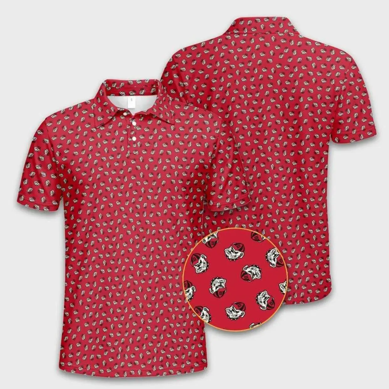 Men’s Classic Bulldog Polo Shirt, Vintage Style Performance Golf Apparel