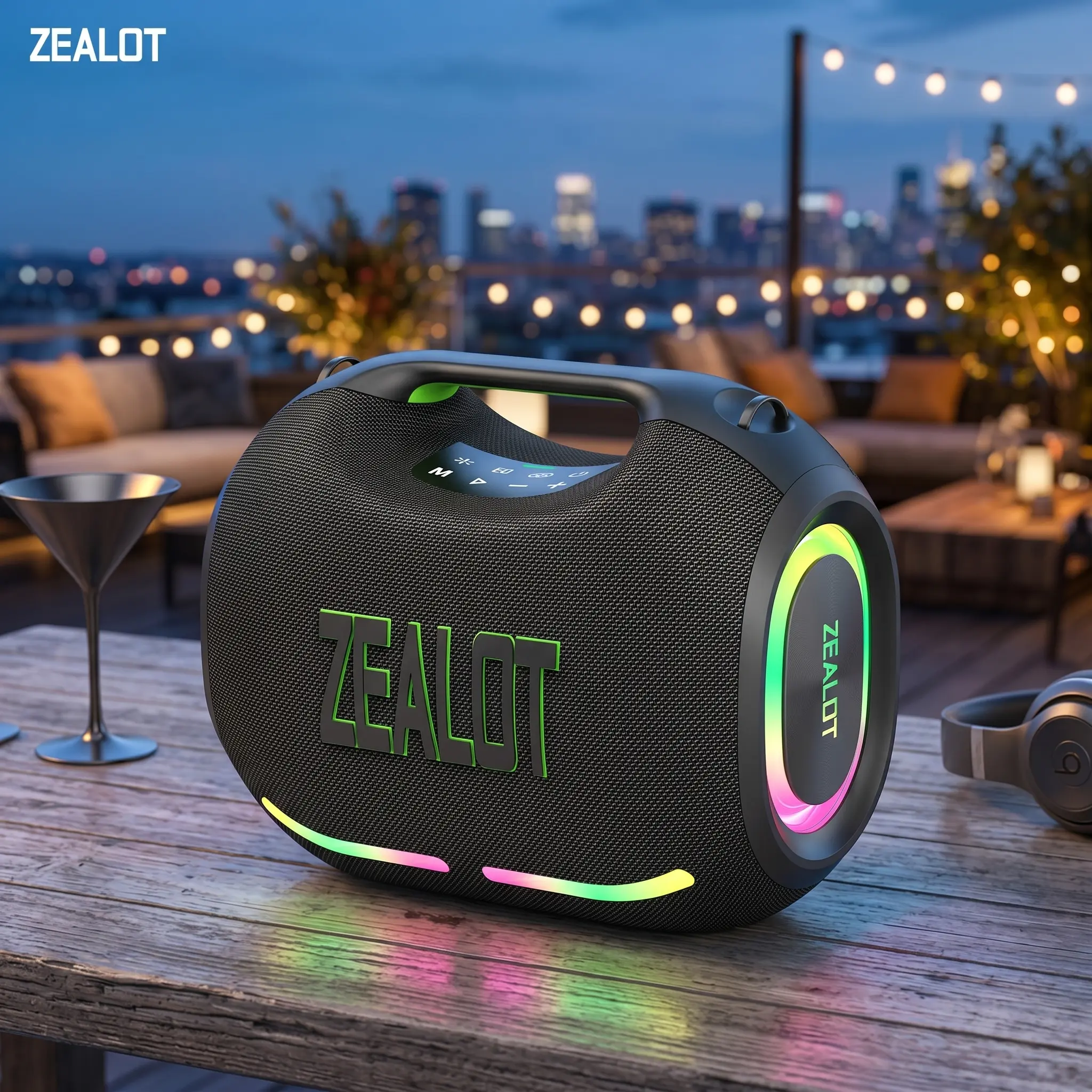 [ZEALOT ] Portable wirelessspeaker, high fidelity sound and audio, desktop Bluetoothspeaker surround sound,RGB ambient light,  battery life, supports USB/TF card/AUX/BTsmartphones. Ideal choice for family/car/party