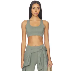 adidas by Stella McCartney True Purpose Power Impact Training Bra in Stone Green