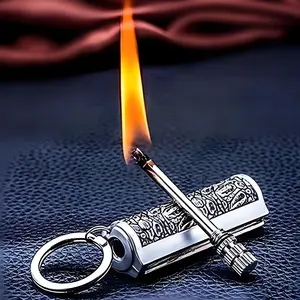 Portable Metal Keychain Permanent Match Kerosene Lighter Open Flame Igniter Equipment【Note: Kerosene not included. Please prepare your own】Valentine's Day Gift for Husband Boyfriend  Birthday Gift