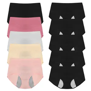 Womens Period Panties Solid Menstrual Leekproof Underwear Briefs,5 Pack