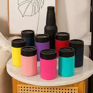 3 in 1 Vacuum Insulated Can Cooler with Bottle Opener, Fits 12oz & 16oz Cans and Bottles, 304 Stainless Steel Beer Soda Cola Holder, Keep Drinks Cold or Hot Tumbler Drinkware