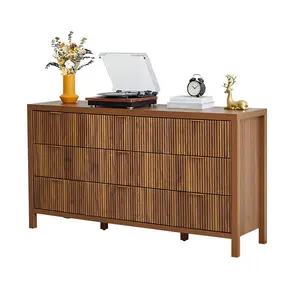 Giratree 6 9 Drawer Dresser Cabinet, Long Nightstand with Drawers and Storage Cabinet, Boho Solid Wood Dresser TV Stand, Mid Century Modern Nightstand with 6 Drawer Dresser for Bedroom Closet