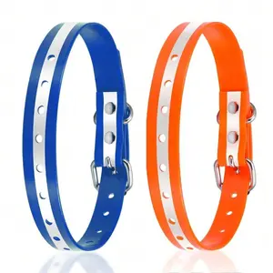 Adjustable Classic Dog Collar Strap, Replacement for Shock Reflective Collar, Fits Small Medium Large Dogs, Blue & Colors