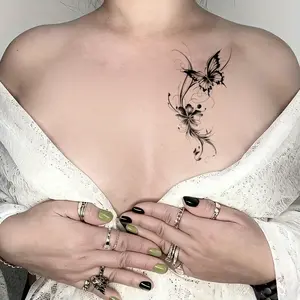 Herbal Temporary Tattoo Stickers 4pcs - 10 Seconds to Stick Stays Vibrant for 7+ Days Butterfly Design temporary tattoo sticker