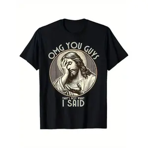 Men's Short-Sleeve Linen Tropical Fabric Graphic Tee - OMG You Guys I Never Said That Funny Sarcastic Quote 100% Cotton Menswear T-Shirt