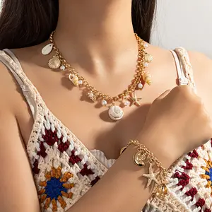 2026 Bohemian Vacation Style Adjustable Bracelet for Women | Starfish, Seashell, Scallop & Mermaid Tassel Pendant, Beach Boho Summer Jewelry