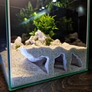 3D Orbital Cave Aquarium 1PC Breeding Hiding Cave Simulation Shrimp Cave House Decorative Props Shelter Crafts Arts for Aquarium Landscaping Office Decor Dual-Use Reptile Tank & Fish Tank, Realistic Sand Terrain, Perfect for Fish Hiding, Lizards, Snakes,
