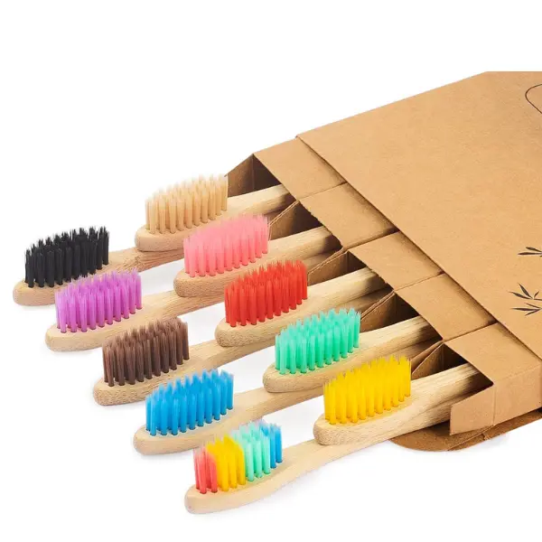 Biodegradable Bamboo Toothbrushes, 10 Piece BPA Free Soft Bristles Toothbrushes, Natural, Eco-Friendly, Green and Compostable