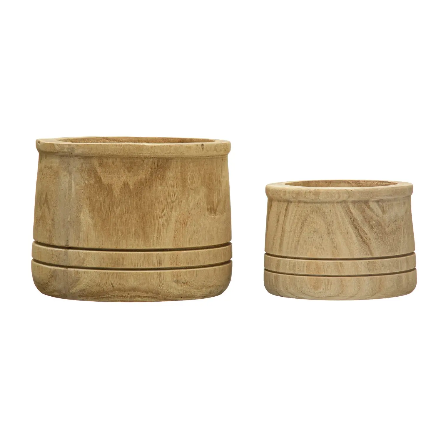 Wood Planter w/ Carved Lines Wood Planter w/ Carved Lines