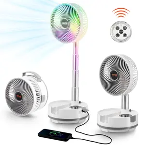 VEVOR 8 inch Portable Foldable Rechargeable Oscillating Fan, 3-in-1 Battery Operated with Remote Control, Quiet Desk/Table Pedestal Fan, 8 Speeds,90-degree Auto Left/Right Rotation,for Home,Office,Outdoor