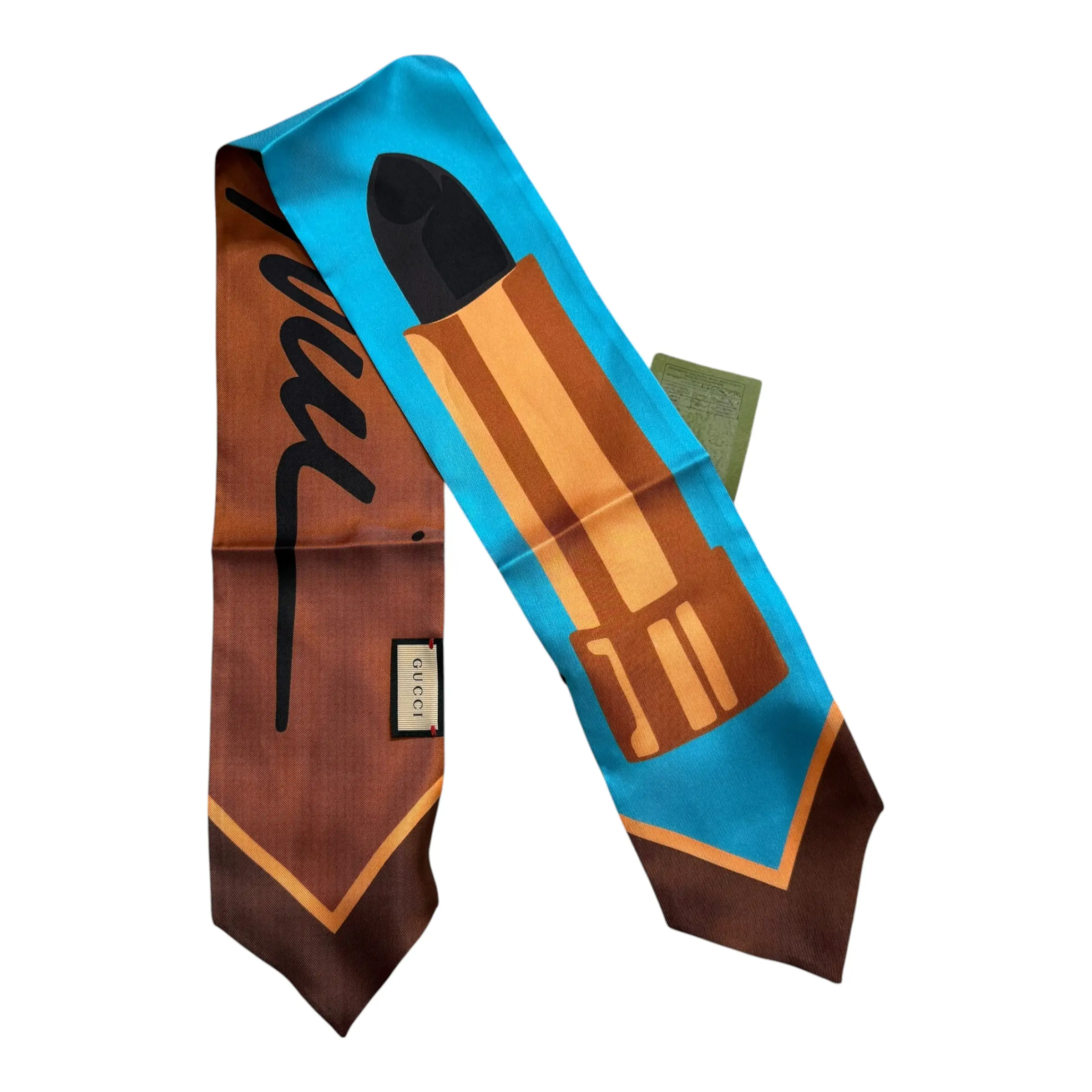 Pre-owned Gucci Lipstick Print Silk Neckbow Scarf
