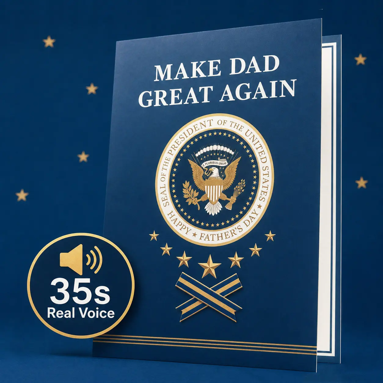 Talking Trump Father's Day Card , "MAKE DAD GREAT AGAIN",Funny Talking Card for Dad Husband Grandpa, 5x7 Best Dad Gift from Son Daughter Wife, Plays Real Voice 35-Second Audio