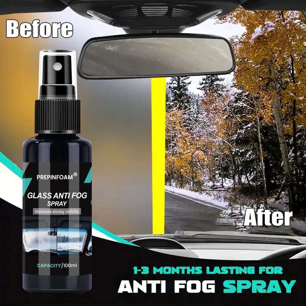 Anti-Fog Spray for Car Glass, Helmets & Mirrors, Premium Defogger for Windshield & Interior Windows, Enhances Clarity, Car Windshield Cleaner, Car Cleaning Agent, Car Care Products