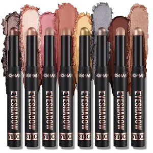 8 PCS Cream Eyeshadow Stick Gift Set - Soft Smooth Matte Earth & Bright Metal Color Contour, Waterproof, Long-Lasting Glitter Shimmer Cosmetic, Blendable Makeup for Outdoor Use