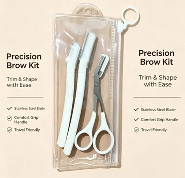 Eyebrow Trimmer Kit with Eyebrow Scissors,Professional Eyebrow Grooming Set for Men & Women,Transparent