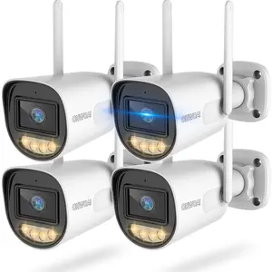 4pcs 5MP Full HD Wireless Indoor Outdoor Home Security Camera, Outdoor CCTV System, Support 5G & 2.4G WiFi, Color Night Vision, Two-Way Audio, AI Motion Detection, Perfect for your Family/ Shop/ Yard