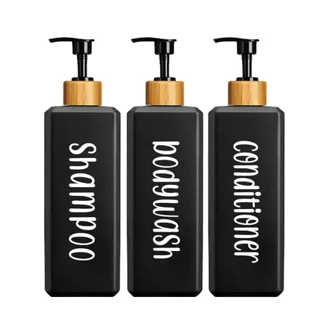 500ml Shampoo Conditioner Dispenser, 3 Counts/set Empty Refillable Travel Shampoo Soap Bottle, Modern Simple Smooth Body Wash Shower Gel Pump Dispenser, Bathroom Accessories, Bathroom Organizer, Summer for Gift, Boyfriend Gifts