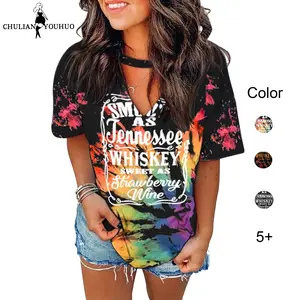 Chulianyouhuo 2026 Plus Size Smooth As Tennessee Whiskey Shirt Women Ring Hole Sleeveless Sexy V-Neck Country Music Rainbow Tank Top Tshirt Summer Womenswear Tee Streetwear