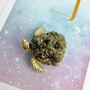 Pyrite Sea Turtle and Spider Decor Ornaments