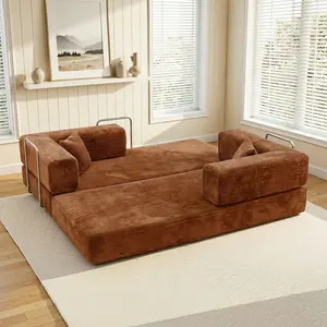 78.8" Sofa Bed Cloud Couch Corduroy UpholsteredSectional Convertible Multi-Functional Floor Sofa forLiving Room & Apartment Furniture