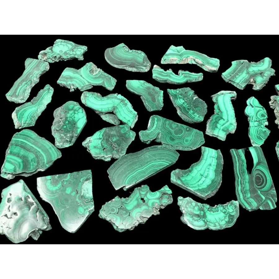 Natural Malachite Slices, Polished Malachite Slabs 10-20g