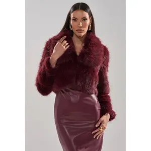 CADENCE FAUX FUR IN BURGUNDY