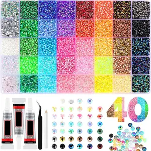 32000Pcs Jelly Rhinestones for Bedazzling Kit, 40-Color 3mm Flatback Resin Gems, DIY Nail Art Craft Supplies for Custom Phone Case Shoes Cup, Aesthetic Gifts for Women Teen Girls