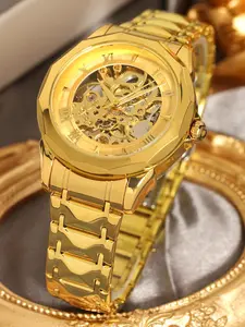 Men's Business Fashion Hollow Out Design Mechanical Watch, Fashion Watch for Party, Daily Clothing Decor, Trendy All-match & Exquisite Watch for Birthday Gift with Box