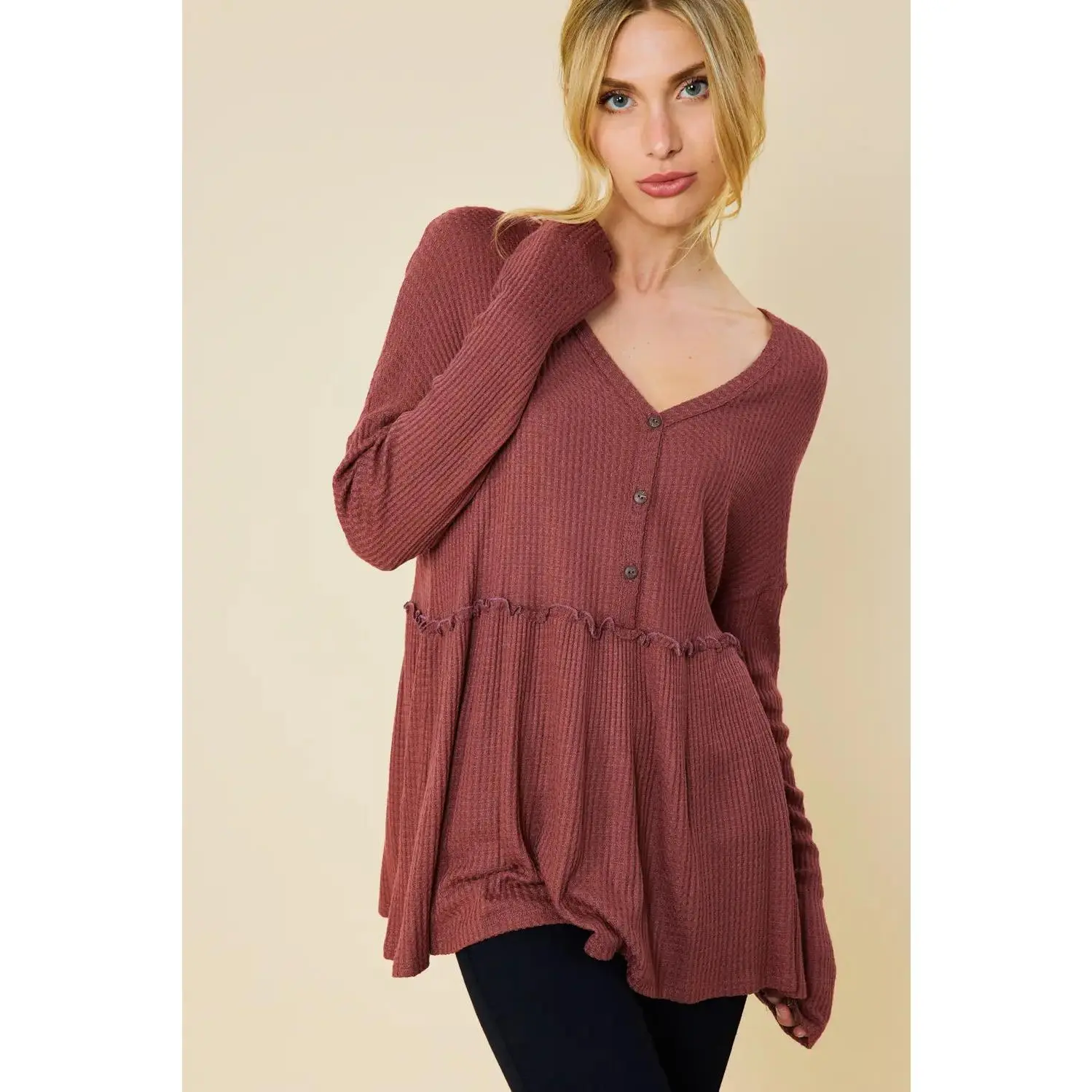 Waffle peplum top Waffle peplum top