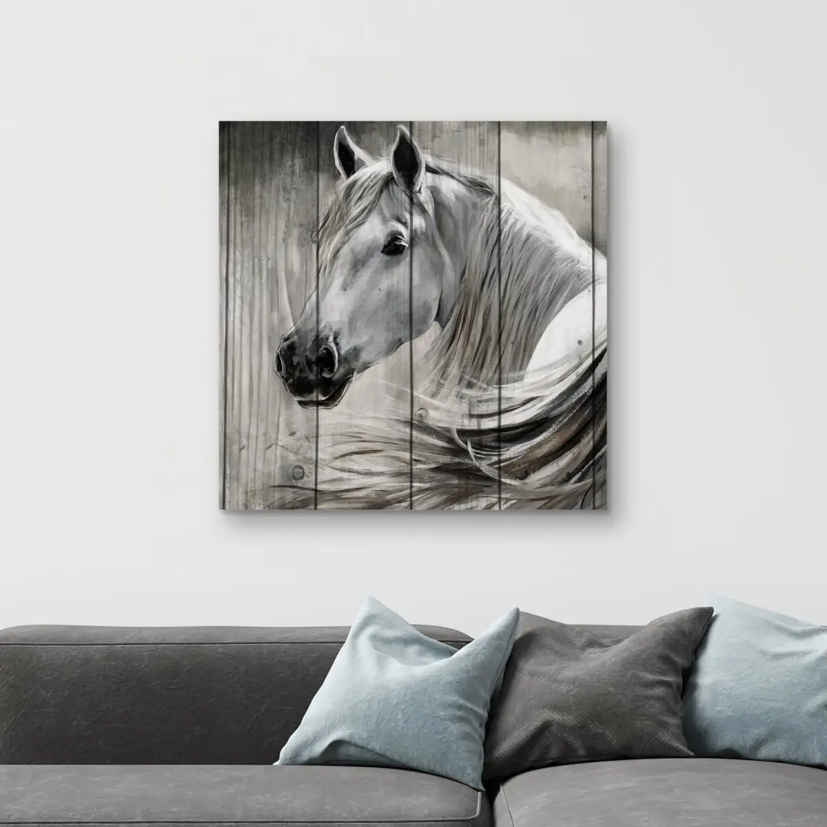 32x32 in. Durable Rustic Horse Portrait Wood Wall Art - 360-Stand, High-Def Printing, Light Weight Home Decor Accessory, Animal Accent Wall Arts for Living Room