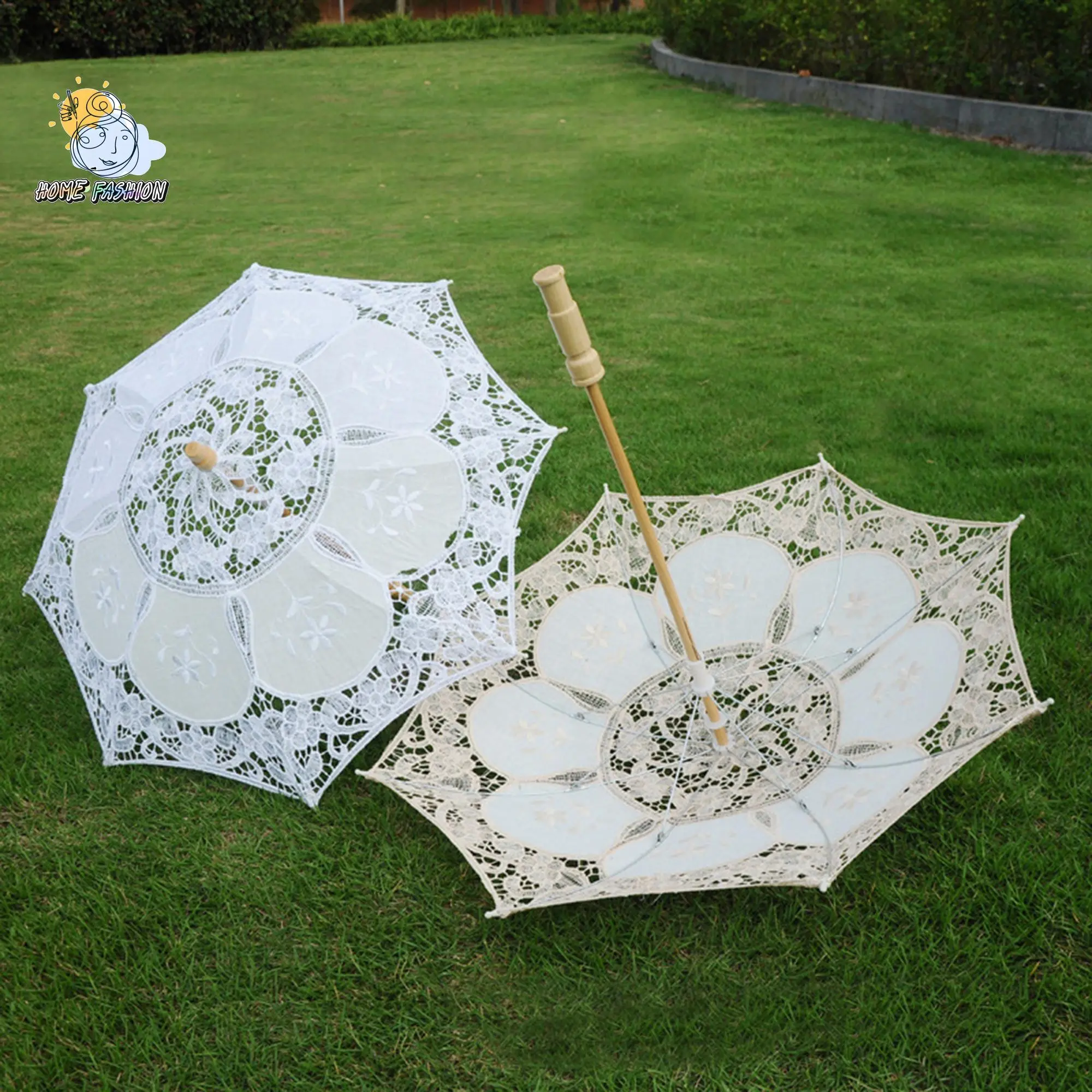 Lace Parasol Umbrella Vintage Wedding Bridal Lace Umbrella Craft White Lace Decorative Umbrella Photography Scene Prop