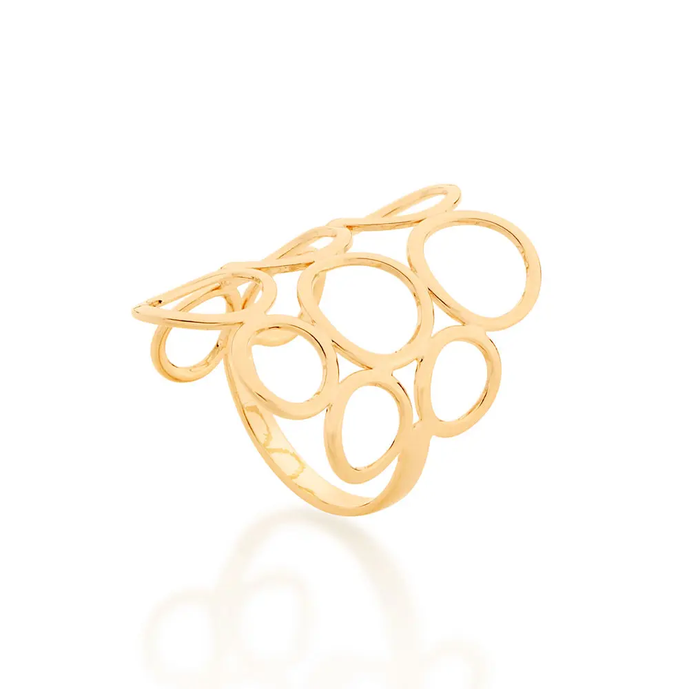 Rommanel - 18K Gold-Plated Multiple Hollow Circles Maxi Ring - Hypoallergenic Everyday Jewelry