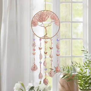 Crystal Sun Catcher, Handmade Life Tree Dream Catcher, Hanging Decoration for Home Living Room Courtyard Window, Birthday Gift, Ornaments, Wall Hanging Decor