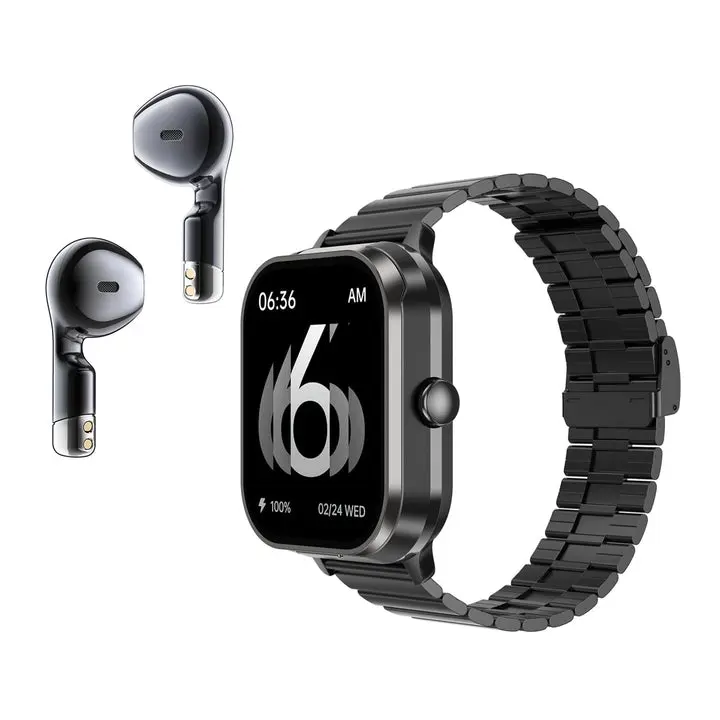 D8Pro Wearable Smartwatch - 2.01" TFT Screen, Detachable Earbuds, Bluetooth Connectivity, NFC, Phone Notifications, Timer, Calendar, Fitness Monitoring Device, Android