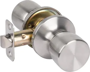 HOSOM Passage Door Knob, Interior Door Knob, Keyless Door knobs Interior for Hallway, Closet and More, No Locking Satin Nickel Door Handle Knob, 1 Pack