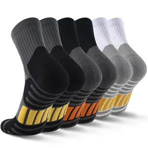 6 Pairs Men's Professional Ankle Running Socks with Arch Support Cotton Moisture Wicking Odorless Durable for Basketball & Running All Season Universal Christmas Gift Socks