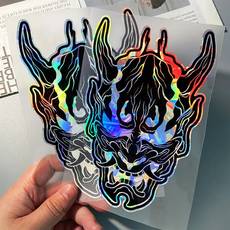 JDM Demon Mask, Waterproof Racing Style, Universal Car Sticker, Suitable for Auto Window, Motorcycle Fuel Tank, Scooter Body, Vinyl Decals, Vehicle Exterior Decoration, Vehicle Modification Decoration