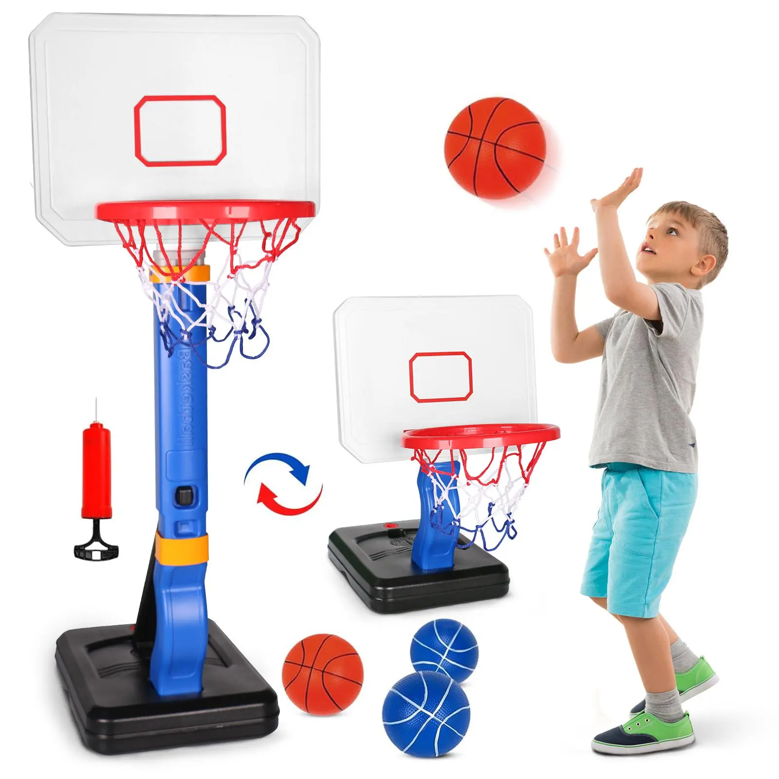 Unisex Adjustable 2-in-1 Mini Basketball Hoop for Ages 3-8 - Versatile Indoor Outdoor Sports Toy, Encourages Physical Activity, Backyard & Playroom Addition