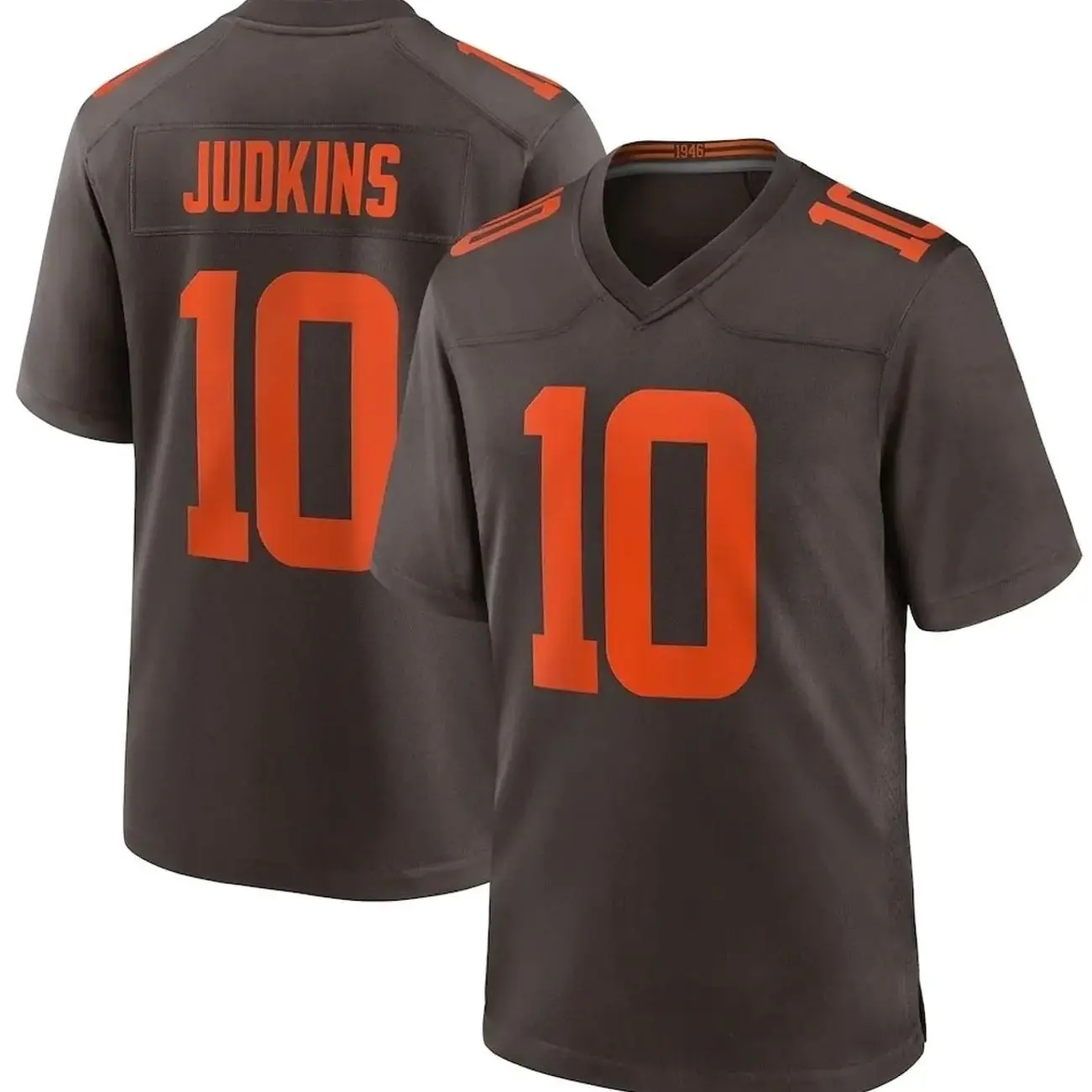 Number 10 Brown Orange Football Jersey for Men and Women, Game Day Sports Fan Shirt, American Football Uniform Top, Loose Fit Athletic Streetwear, Gift for Football Lovers, Dad, Husband and Boyfriend, Trending Sports Fashion 2026 X